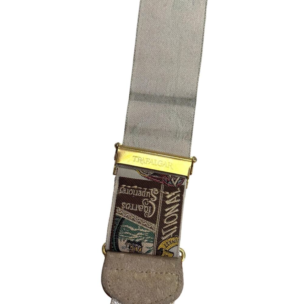Trafalgar Silk Suspenders Cigarros Superiores Tobacco Print Leather Button Ends - Picture 3 of 6
